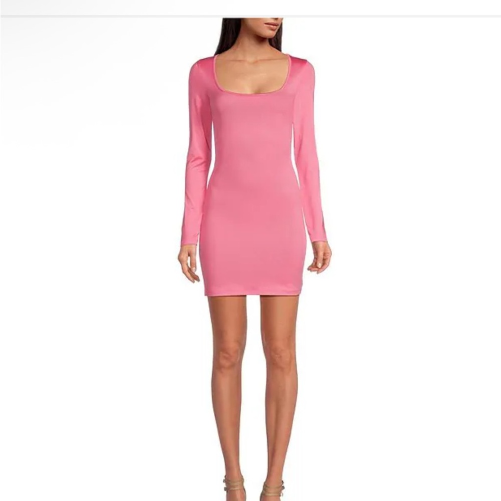 Gianni Bini Pink Mini Icon Scoop Neck Long Sleeve Dress
